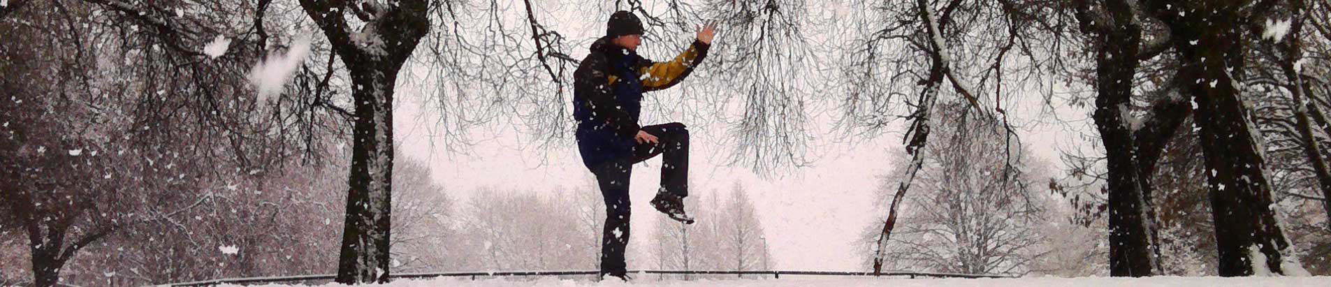 joseph practicing tai chi in snow